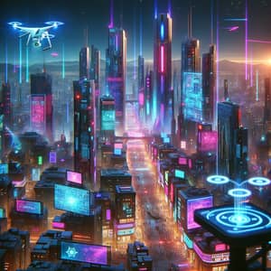 Futuristic Cyberpunk Cityscape | Neon Lights & Vibrant Energy
