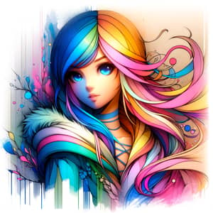 Colorful Anime Girl | Vibrant Tones & Pastel Fusion