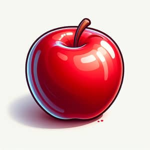 Ripe Red Apple Vector Image - Glossy and Symmetrical