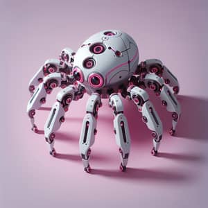 White Robotic Spider with Pink Details