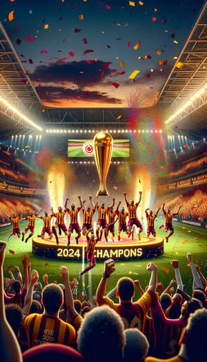 Galatasaray 2024 Champions Celebration on Soccer Field