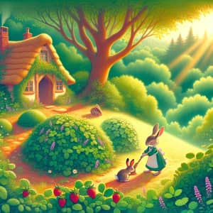 Enchanting Forest Glade Artwork with Delightful Characters