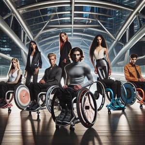 Cutting-edge Fashion Photoshoot with International Models in Future Modern Wheelchairs