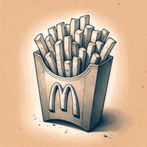 Hand-drawn Pencil Illustration of Fast-Food French Fry Packet