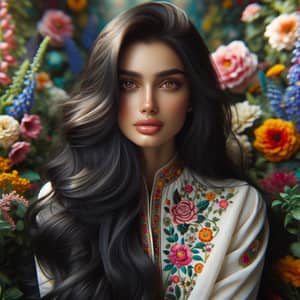 Visually Stunning South Asian Woman in Vibrant Garden