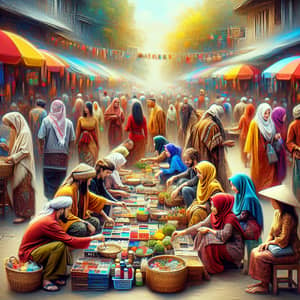 Vibrant Southeast Asian Street Market Scene | Nusantara Cultural Heritage