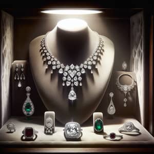 Exquisite Diamond Necklace, Emerald Earrings & Ruby Ring | Luxury Jewelry Display