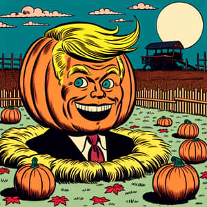 Funny Donald Trump Caricature as Great Pumpkin | Peanuts Comics Style