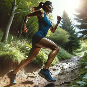 Hispanic Woman Runner Embracing Nature | Trail Running Scene
