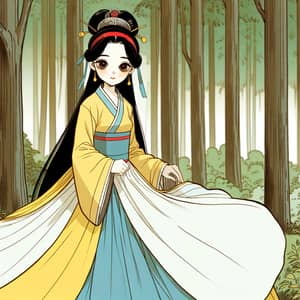 Stunning Fairytale Character in Manga Style - Serene Forest Scene