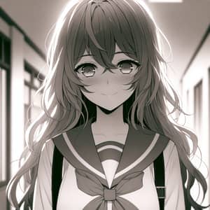 Yandere Girl - Enigmatic Anime Character in School Corridor