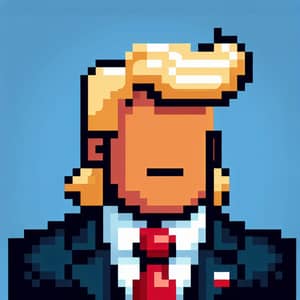 Pixelated cartoon character Donald Trump
