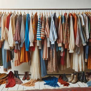 Variety of Garments on Clothes Rack - Fashion Collection