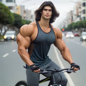Tall Hispanic Boy Riding High-End Bicycle | Street Scene
