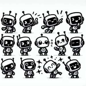 Cute Robot Character: Multiple Poses & Expressions