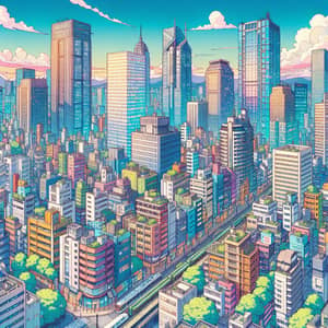 Vibrant Anime City | 4k Illustration in Diverse Colors