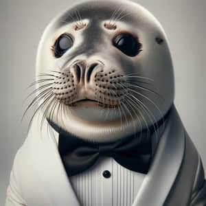 Adorable Seal in White Tuxedo | Portrait Setup
