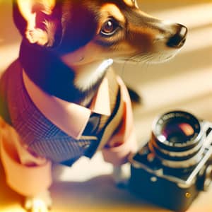 Charming Dog in Vintage Film Photography | Playful Pet Portrait