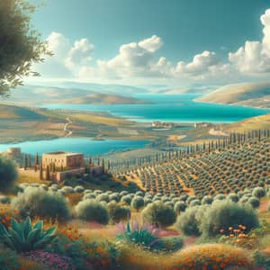 Mediterranean Landscape in Israel: Lush Green Hills & Olive Trees