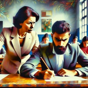 Modern Educational Scene: Hispanic Female Teacher Conducting Exam