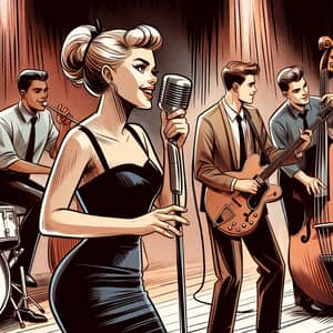 Caucasian Rockabilly Band with Female Singer