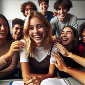 Joyful Classroom Moment: Tickling Laughter Among High School Students