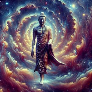Chinese Photorealistic Tathāgata Buddha on Cosmic Journey