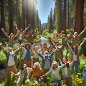 Diverse Group of Happy People in Nature | Joyful Multicultural Gathering