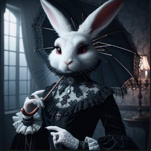 Goth Bunny Fursona: Albino Rabbit in Victorian Gothic Attire