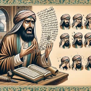 Illustration of Traditional Middle Eastern Man in Ancient Arabian Setting