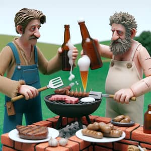 Animated Hillbilly BBQ: Rustic Characters Grilling Meats