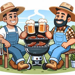 Cartoon Hillbillies BBQ on Pellet Grill & Drink Beer
