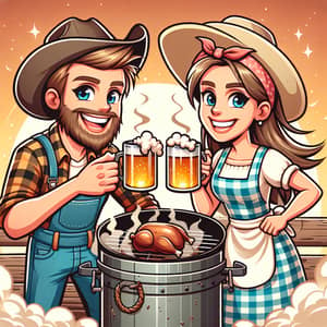 Cartoon Hillbillies BBQing with Beer | Outdoor Cooking Fun