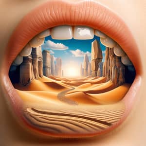 Surreal Desert Landscape Mouth Concept