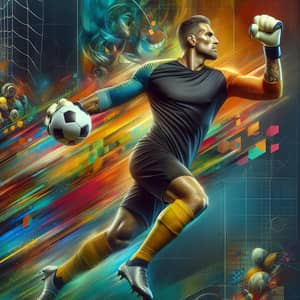 Passionate Football Goalkeeper in Action | Abstract Art Background