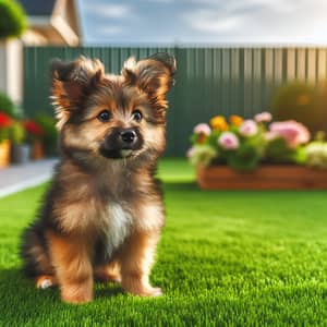Adorable Dog on Sunny Lawn | Residential Tranquility
