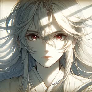 Enigmatic Anime Boy with Long White Hair - Mysterious Aura Revealed