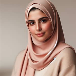 Serene Middle-Eastern Woman in Peach-colored Hijab