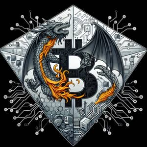 Cryptocurrency and Fantasy Tattoo Design - Magical Crypto Dragon