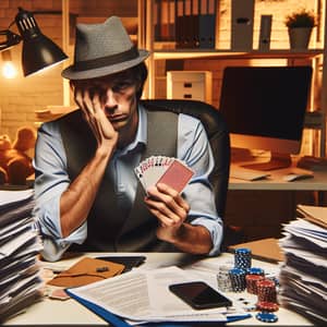 Stressed Gambler in Office Environment - Signs of Stress