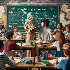 Engaging English Classroom Scene: Students Learning Grammar
