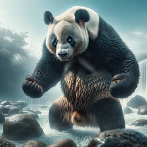 Mature Aggressive Giant Panda in Realist Cinematic Style