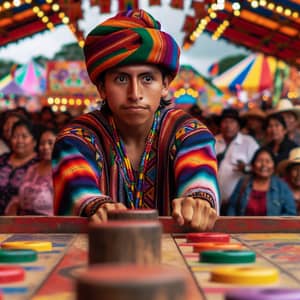 Maya Person Excitedly Participating in Carnival Game
