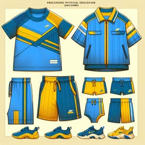 Sporty Blue and Yellow Preschool PE Uniforms for Boys and Girls