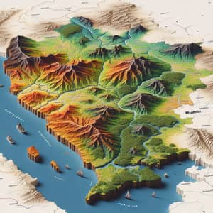 Detailed 3D Map of Maharashtra | Geographical Features & Cities