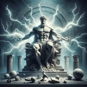Divine Power: Majestic Greek God Surrounded by Lightning
