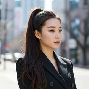 Stunning Korean Woman with King Ponytail Hair