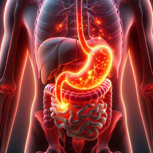 Understanding Heartburn: Anatomical Illustration of Stomach Glow