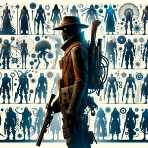 Imaginative Bounty Hunter Silhouettes in Sci-Fi Setting