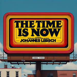 Retro-Style Advertising Billboard with 'The Time Is Now - Johannes Liebsch'